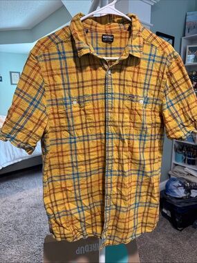 Buffalo David Bitton Yellow Plaid Short-Sleeve Button-Up